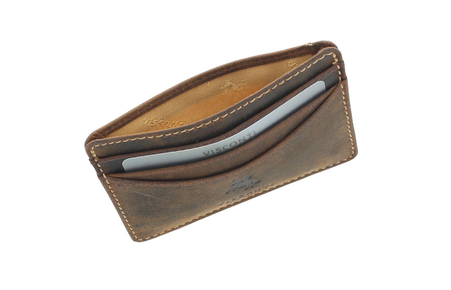 Portacarte In Pelle Visconti Collezione Slim RAZOR, Nero, Compatto Con 3 Slot E Finestra Per Foto
