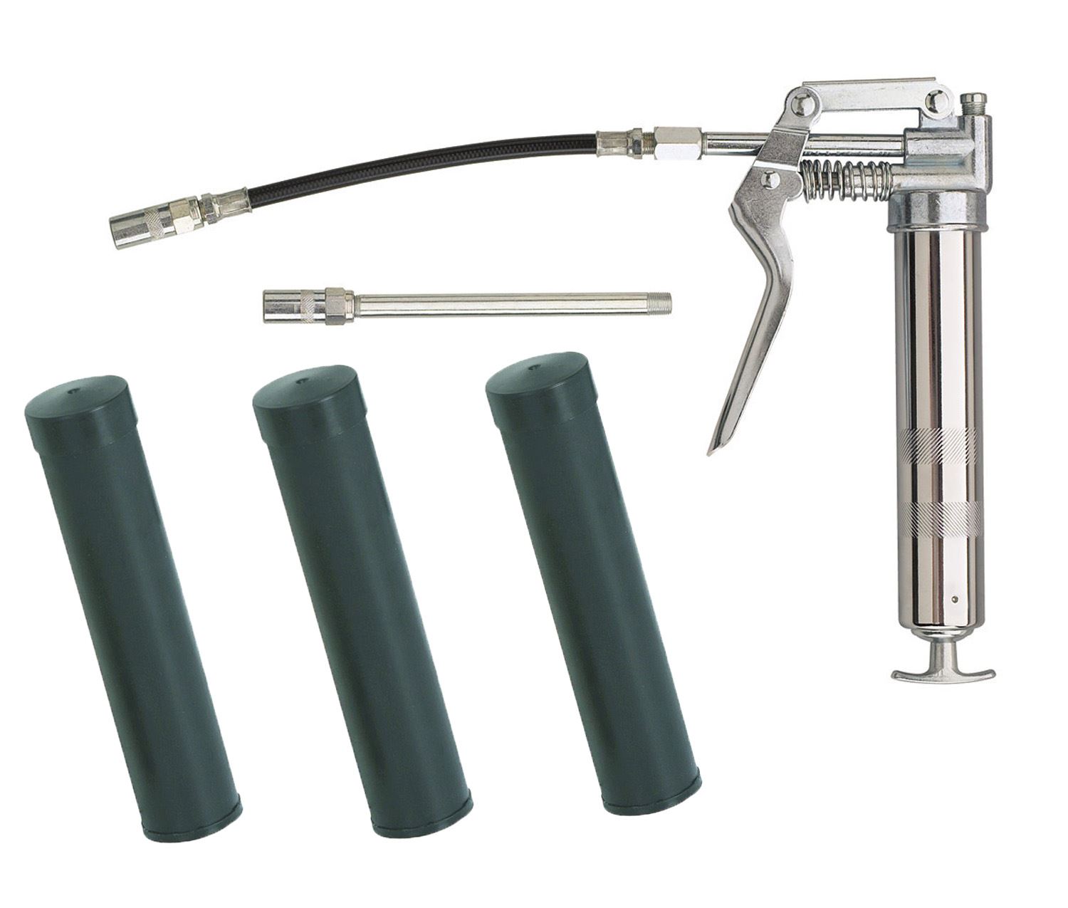 Greasing Gun lubricanting Set & 3 Grease Cartridges with Flexible