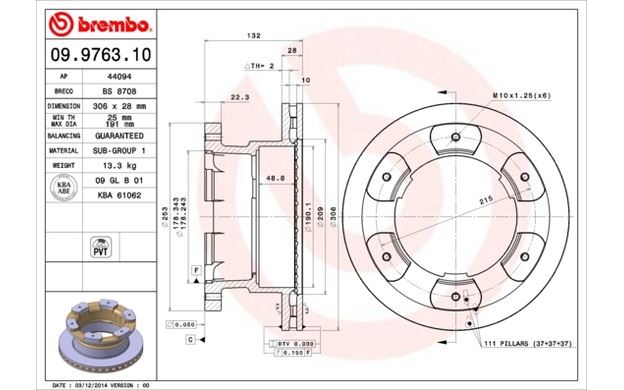 2 X Originale Brembo Disques De Frein Essieu Arrière Iveco