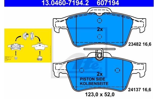 ATE 13.0460-7194.2 Bremsbelag Satz Bremsklötze für SAAB OPEL FORD