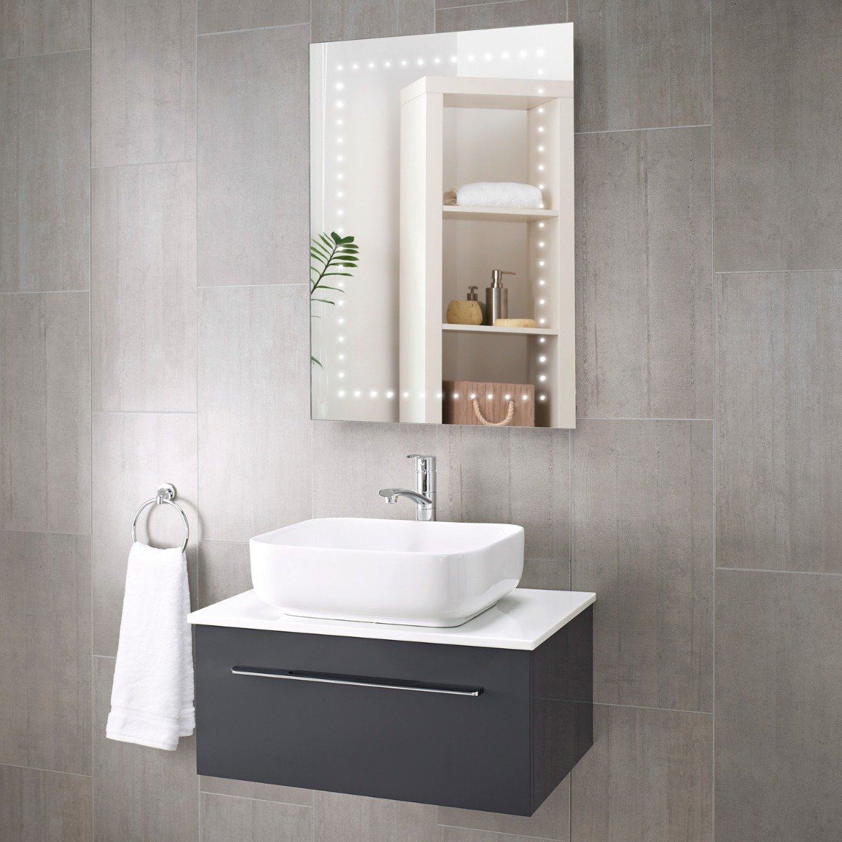 Pebble Grey™ Maya LED Illuminated Bathroom Mirror 600x800mm Demister
