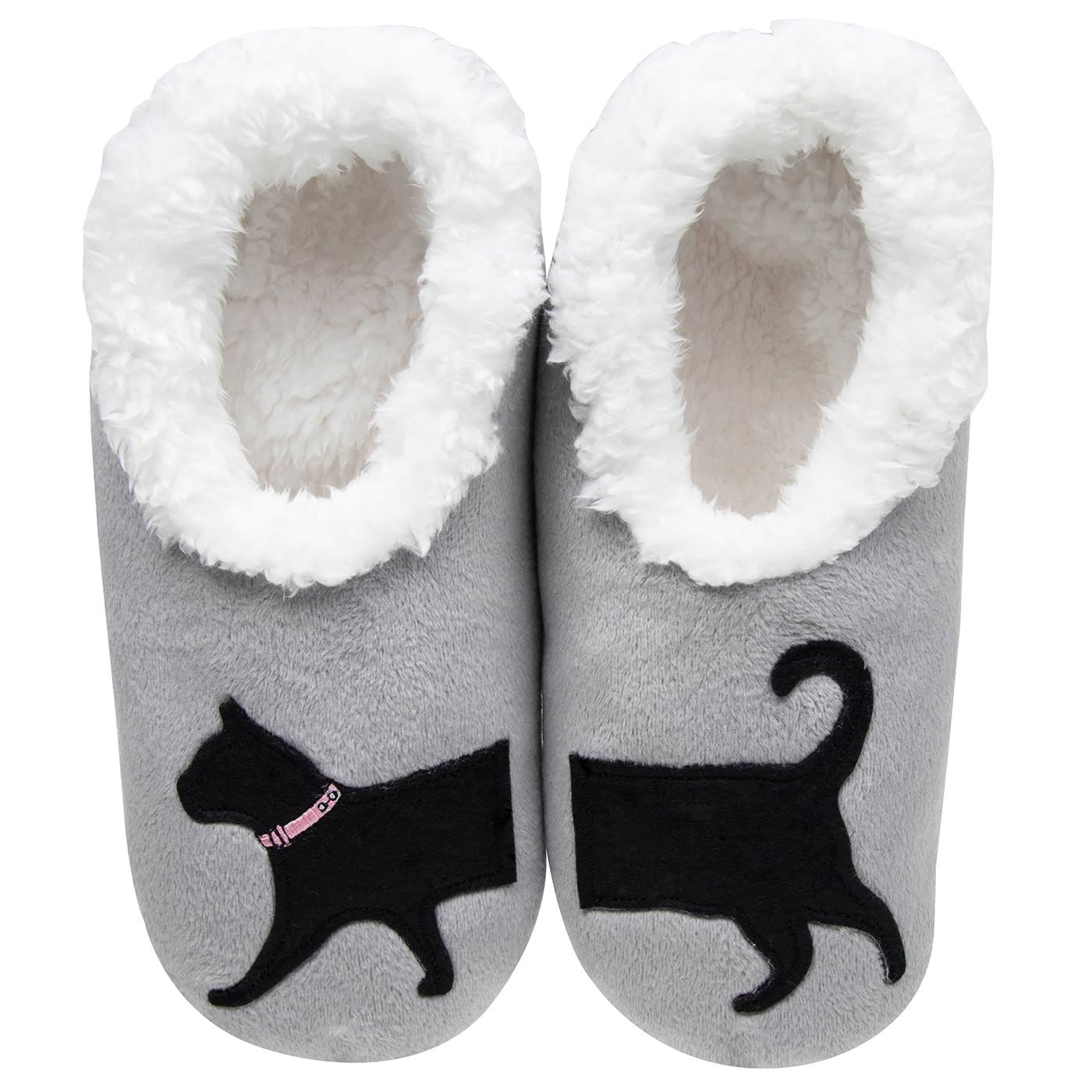 snoozies! Pairables Black Cat, Sherpa Fleece Womens Slippers, Non Slip Sizes 3-7 - Picture 2 of 2