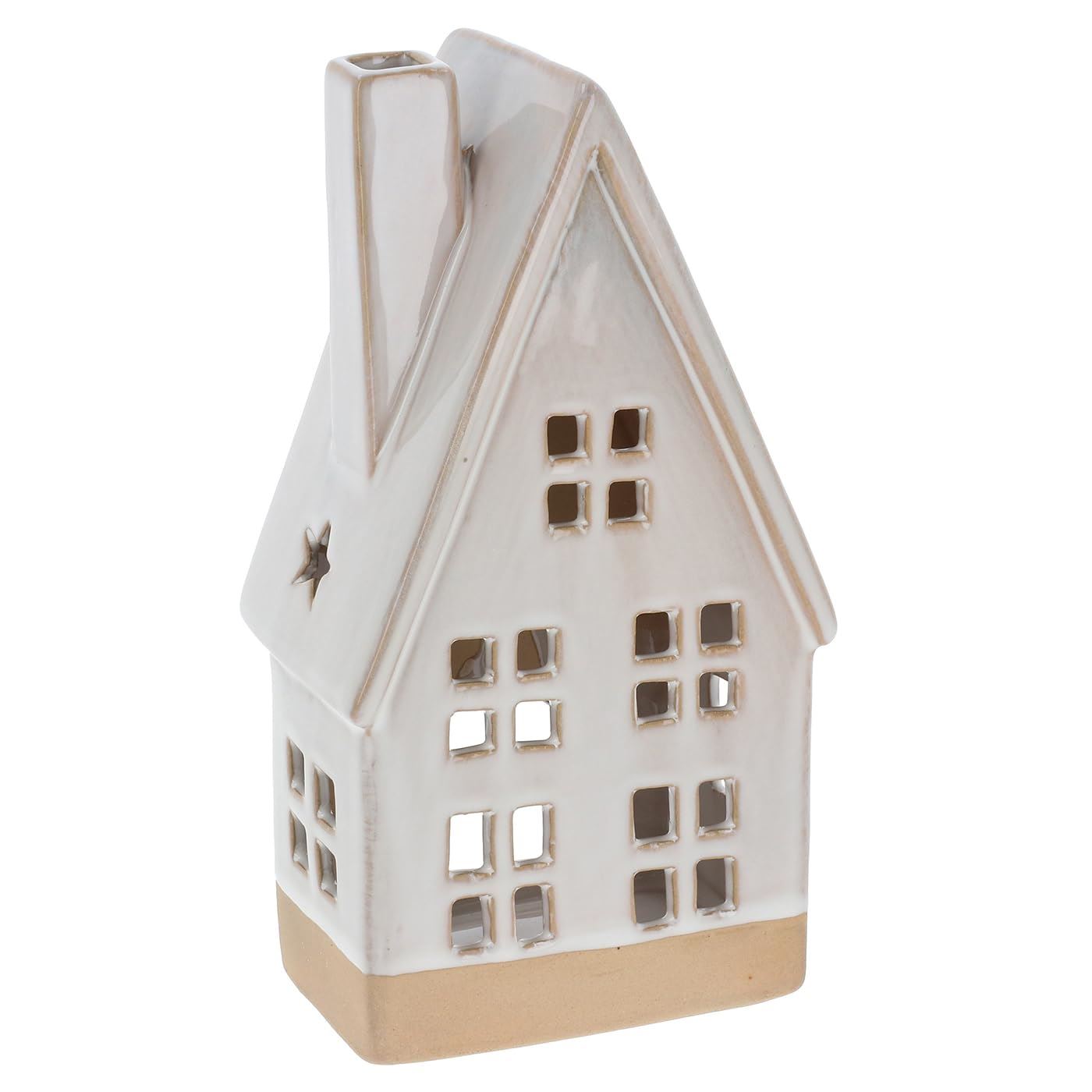 Shudehill Giftware Christmas Star Glazed Tealight Holder House Ornament White - Picture 2 of 3