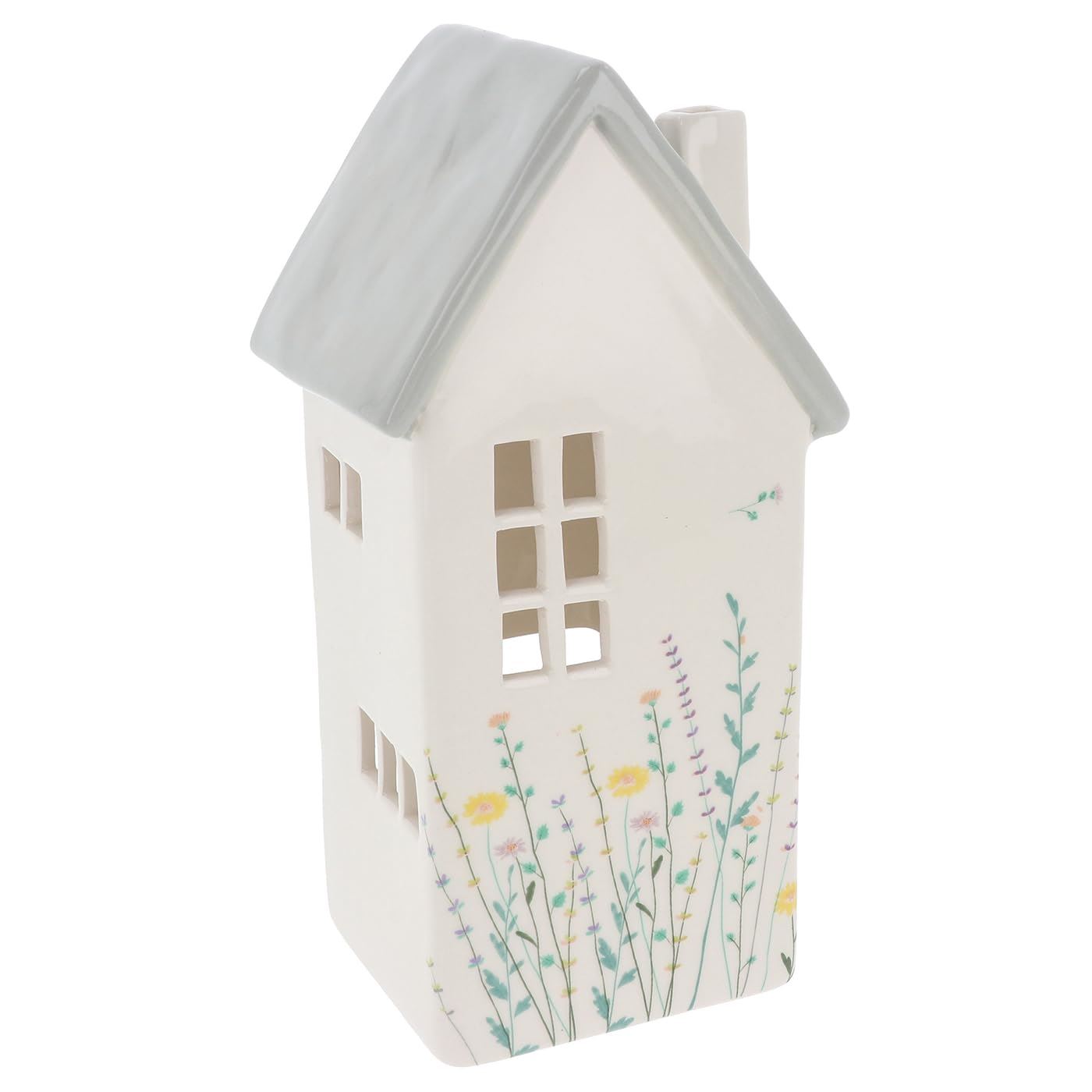 Meadow House Tealight Holder in Pink, Grey and Teal - Picture 4 of 4