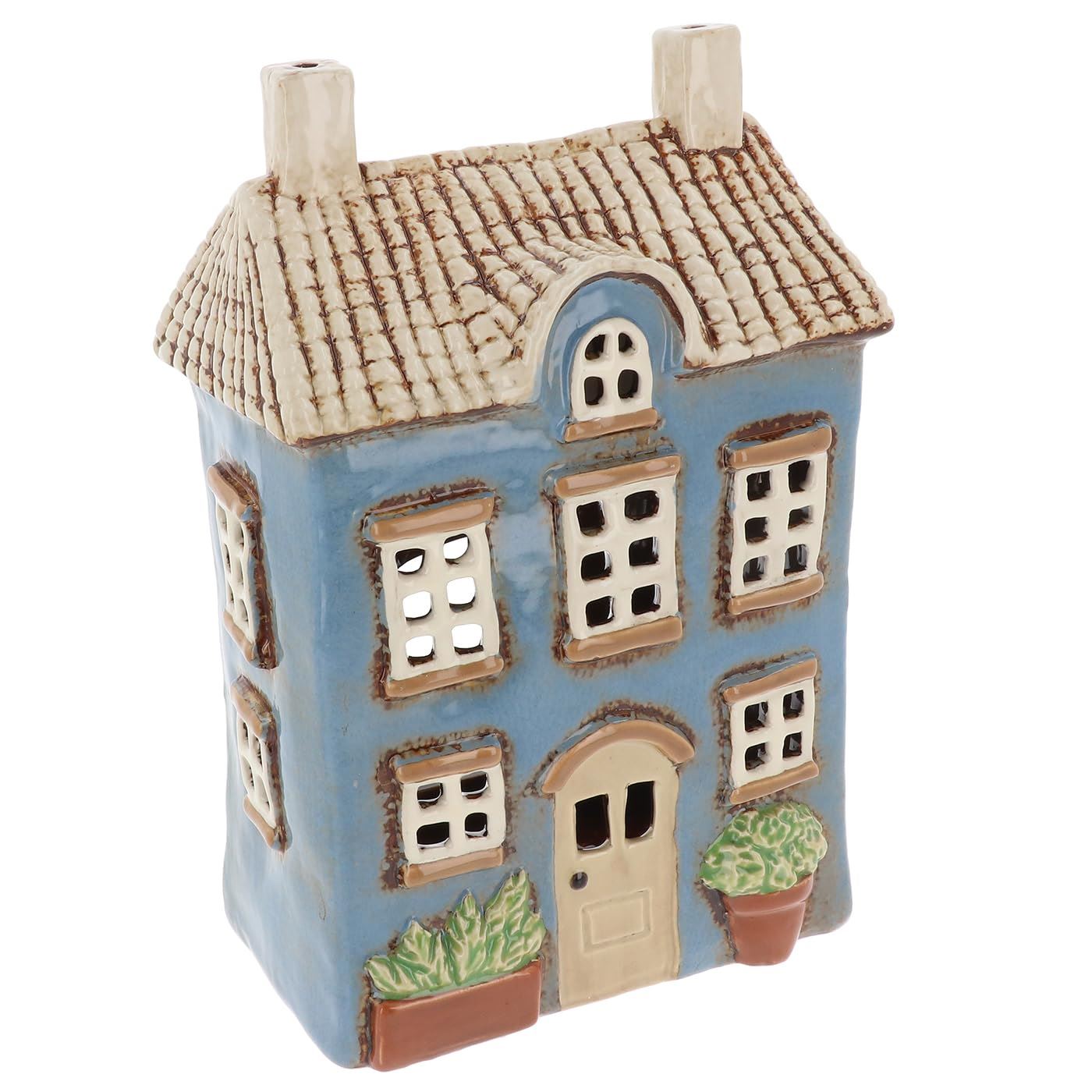 Village Pottery Ceramic Tealight Holder Garden Floral/flags House By