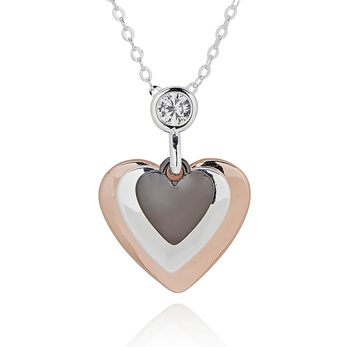 equilibrium Mixed Metal Necklace Modern Heart Drop Circle Pendant Gift