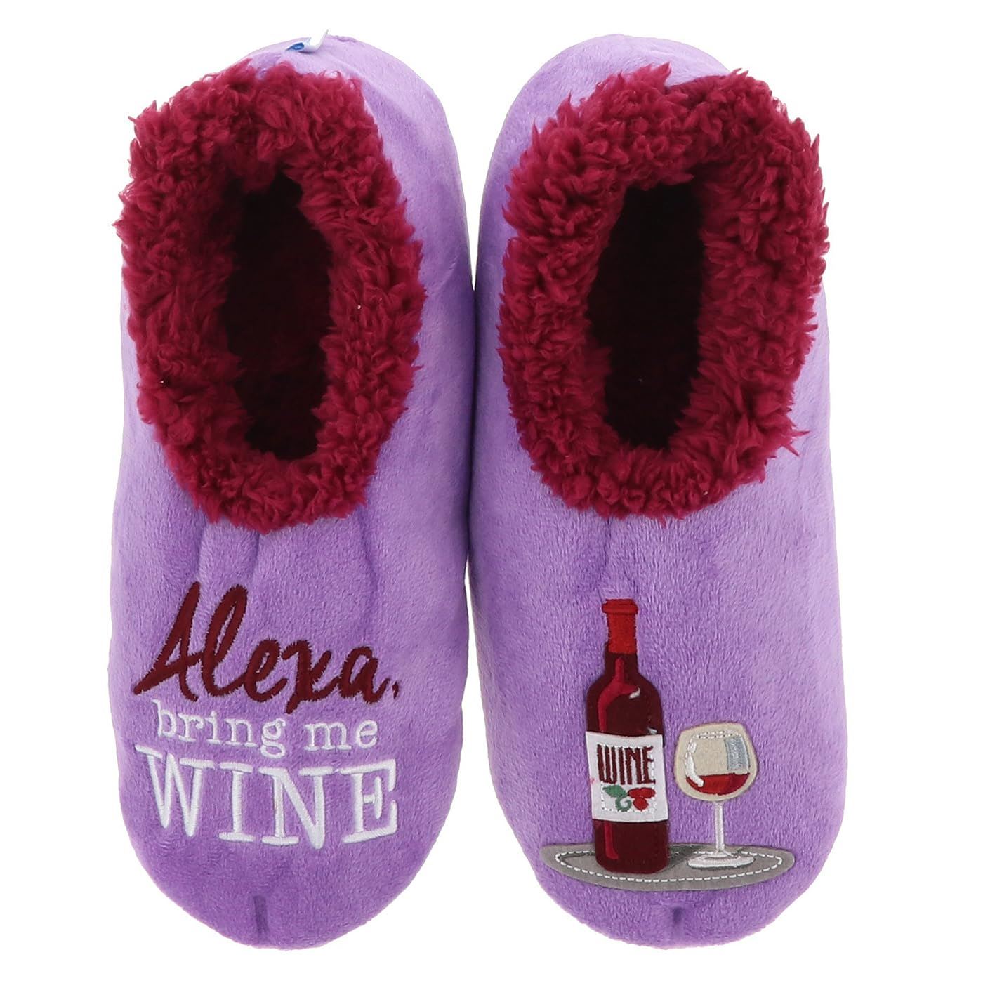 Snoozies! Pairables Soft Sherpa Fleece Womens Slippers Wine, Chocolate & More - Picture 7 of 11