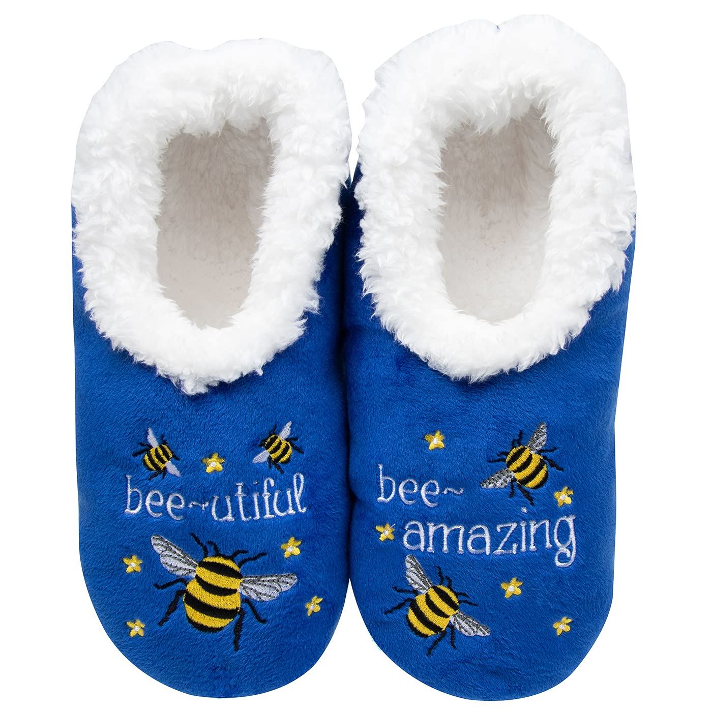 Snoozies! Pairables Bee Designs Womens Slippers Sherpa Fleece Non Slip Sole - Picture 8 of 9