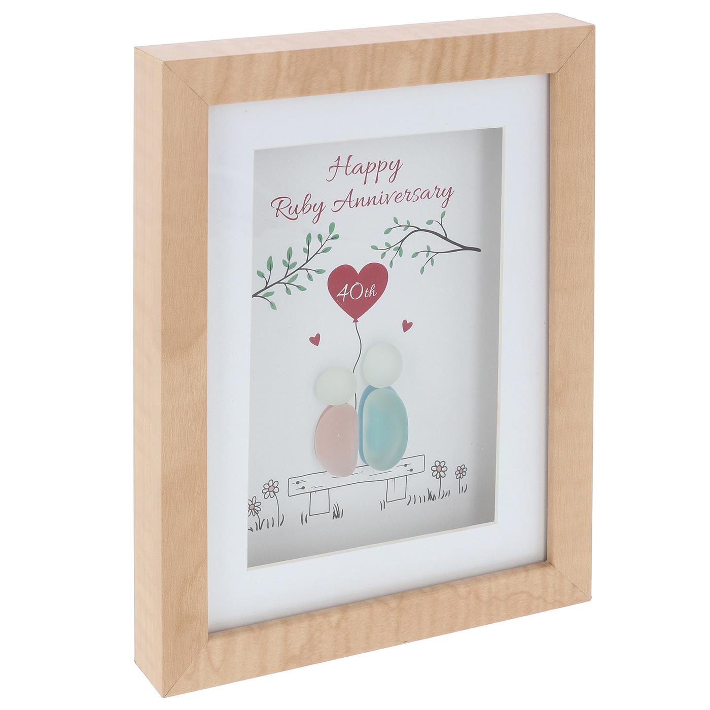 Shudehill Giftware Pebble Glass Portrait Plaque - Ruby Anniversary
