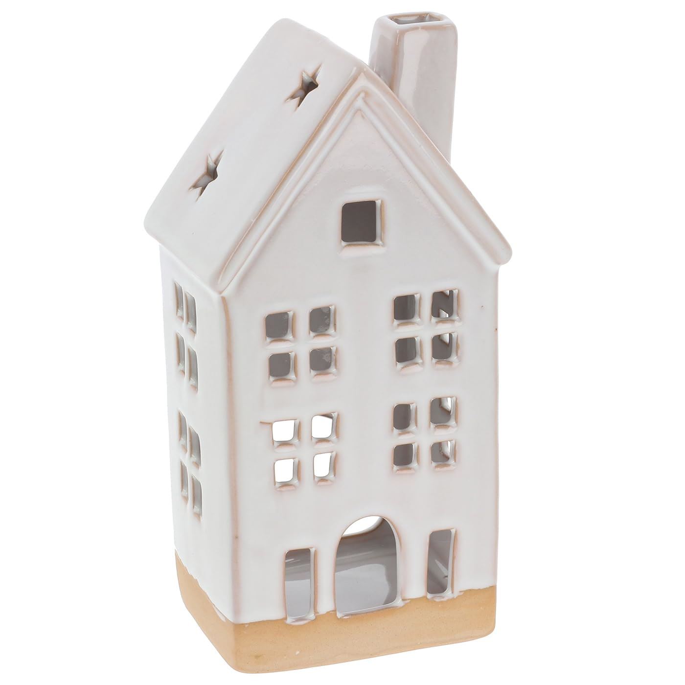 Shudehill Giftware Christmas Star Glazed Tealight Holder House Ornament White - Picture 3 of 3