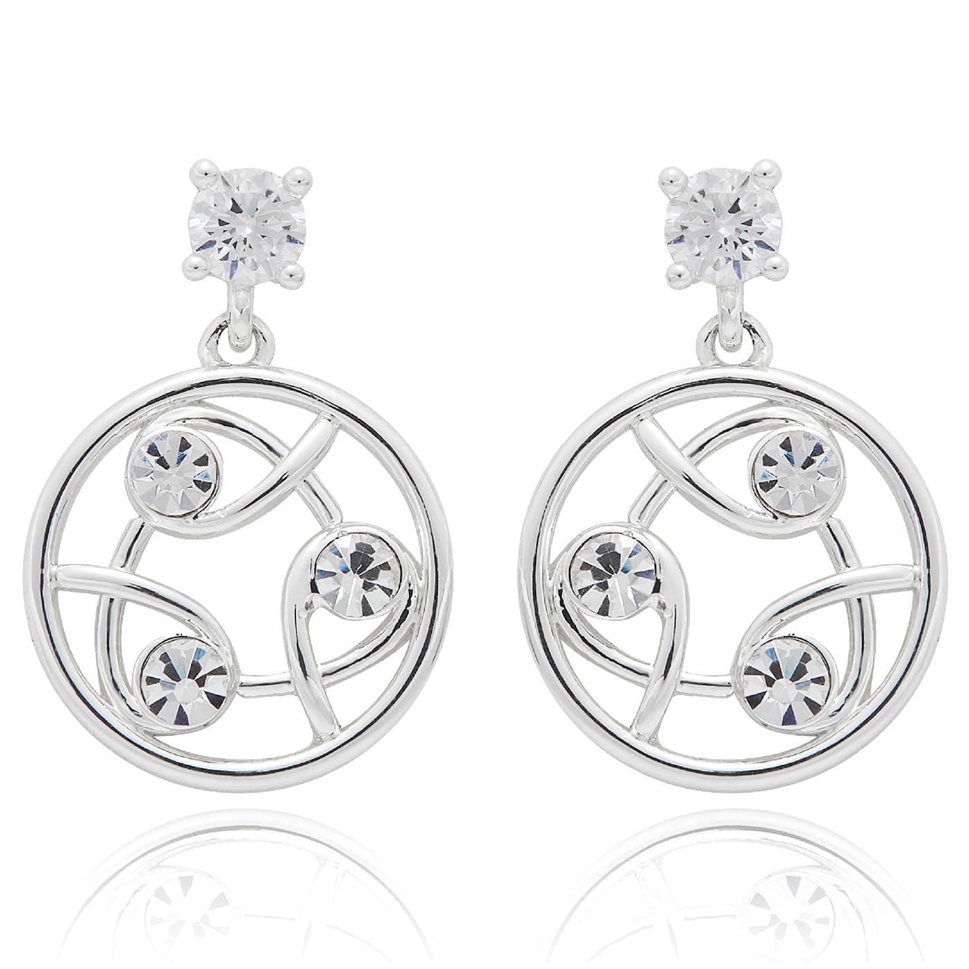 equilibrium Circle of Kisses Silver Plated CZ Drop Earrings