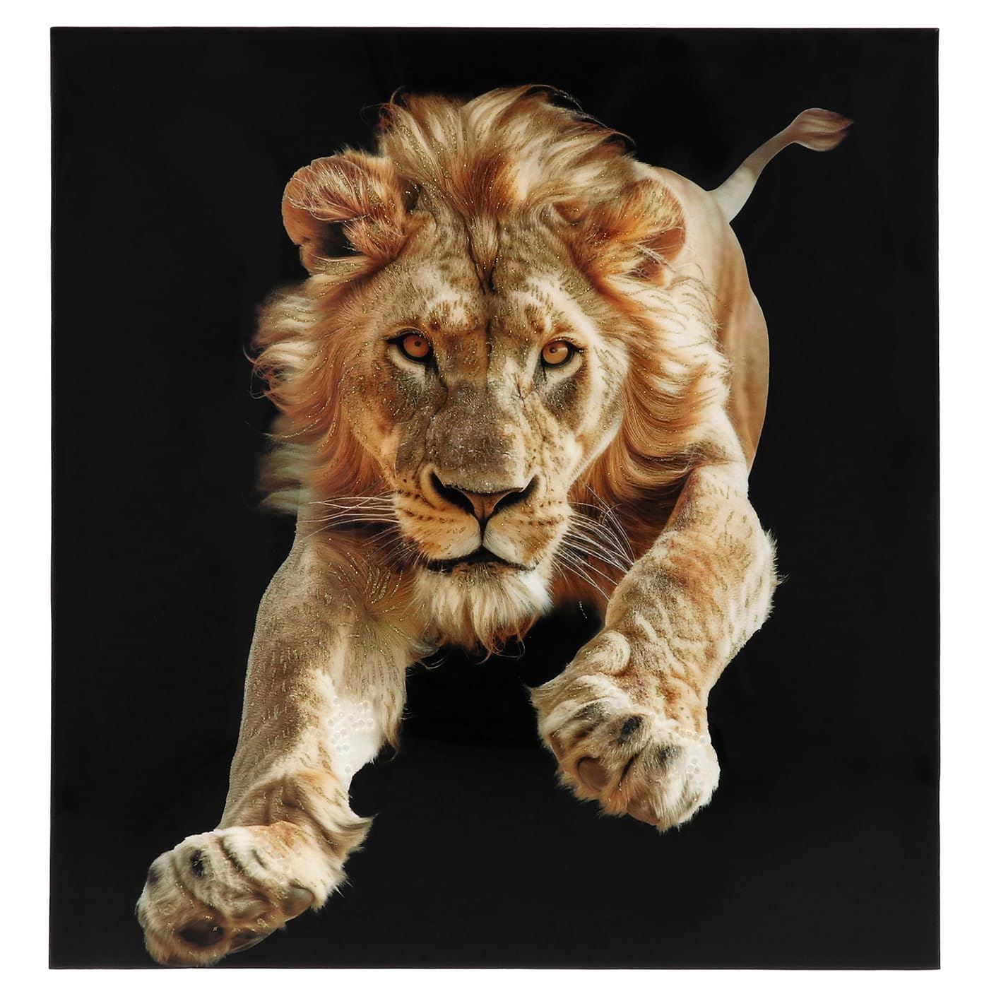 Shudehill Giftware Leaping Lion Canvas Wall Art Big Cat Wildlife Panel