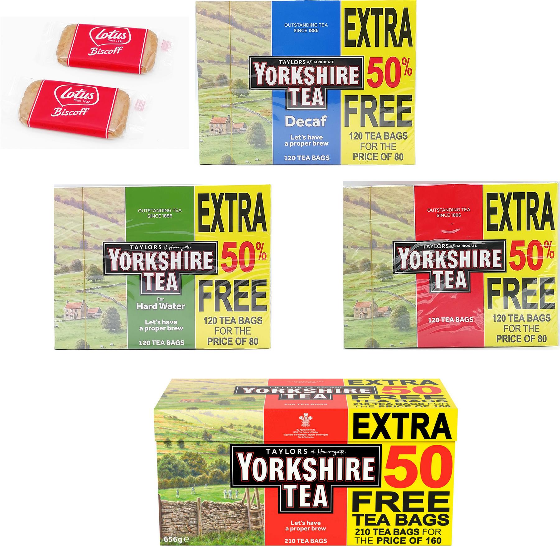 Yorkshire Black Tea KIT, 4 Products with 2 x Free Lotus Caramelised