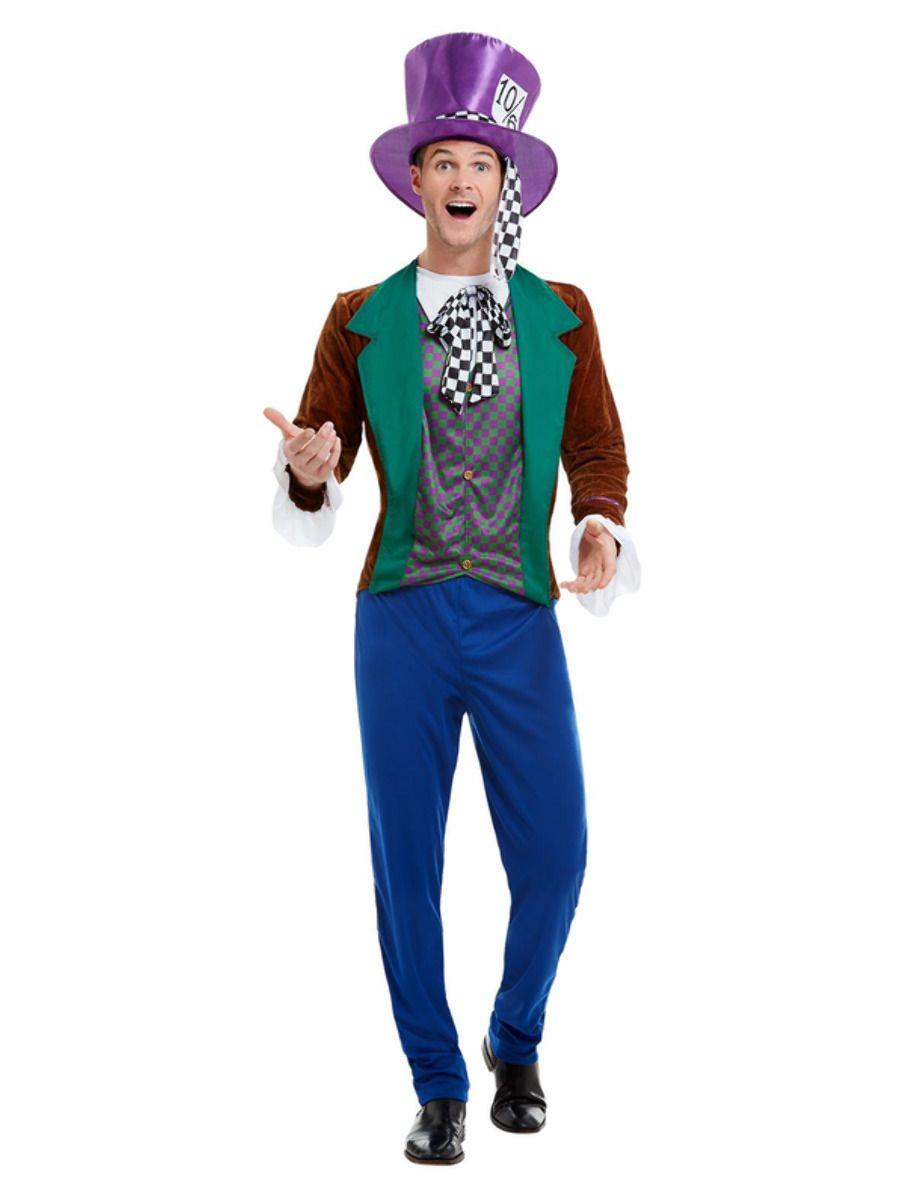 Adult Men's Mad Hatter Checked Tea Party Book Day Halloween Fancy Dress Costume - Picture 9 of 9