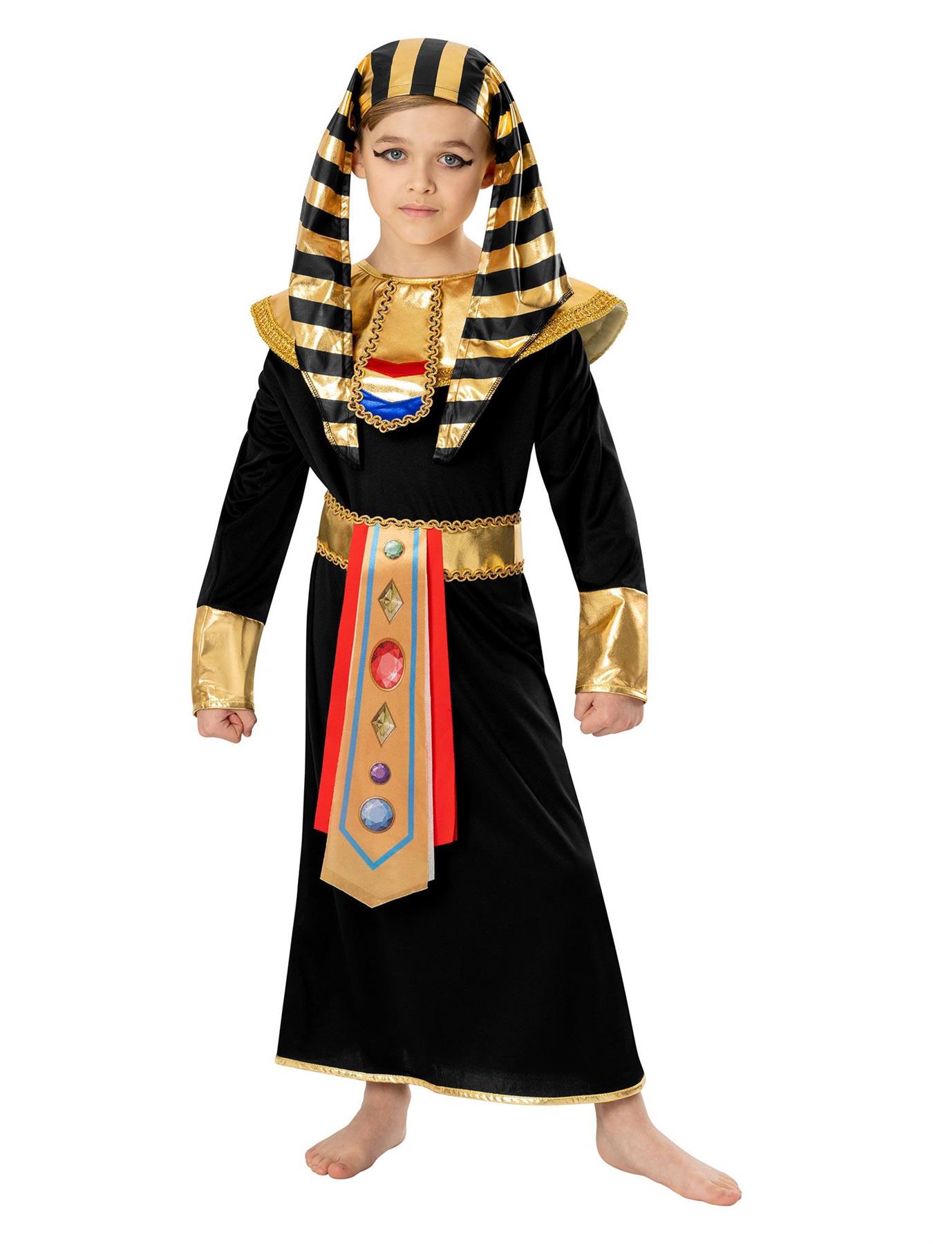 Costume vestito fantasia bambino nero faraone egiziano re tut - Foto 3 di 5