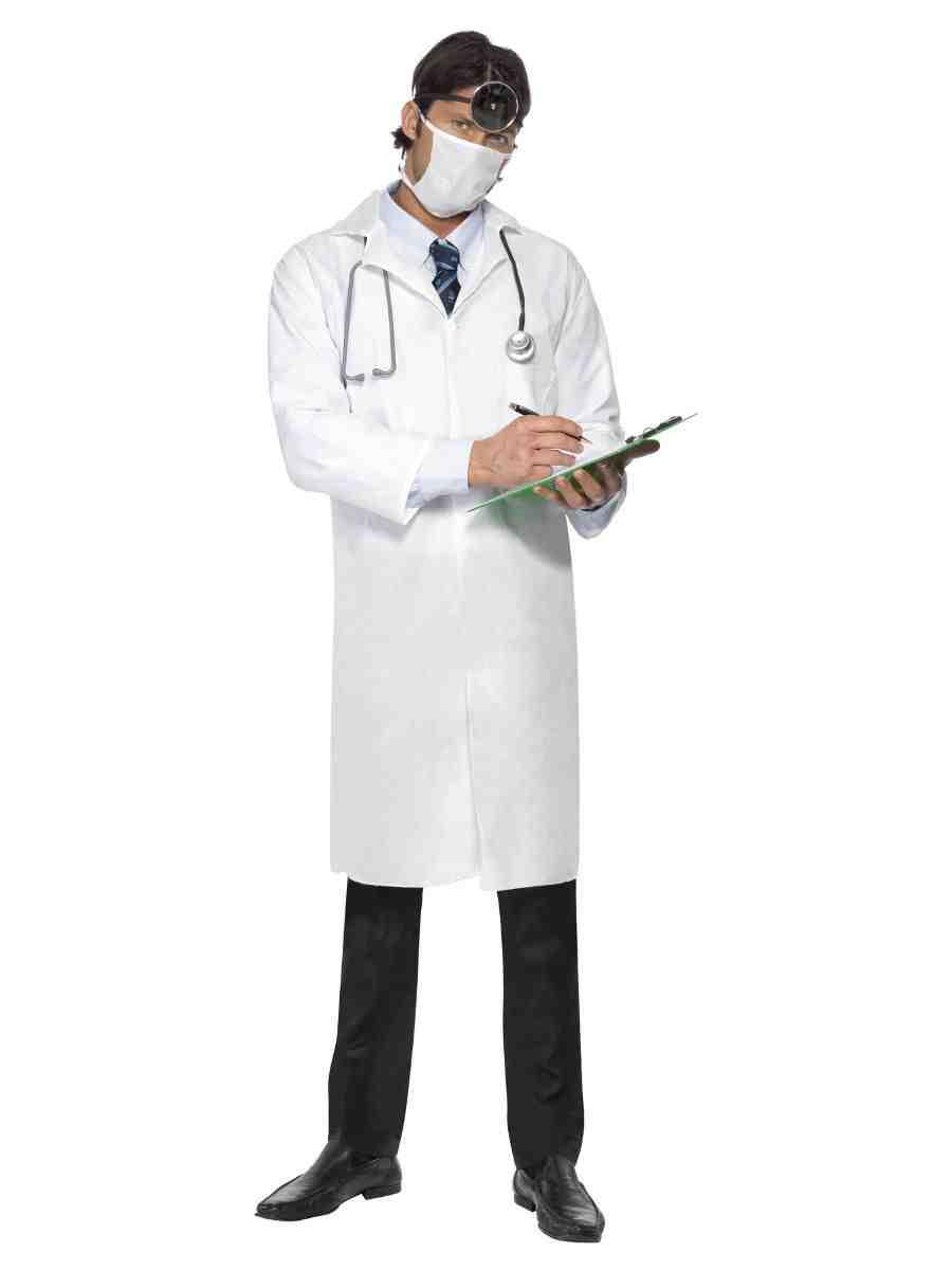 Adult Doctor's Coat & Mask Halloween Fancy Dress Costume - Picture 5 of 6