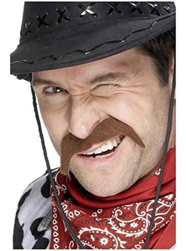 Adult Cowboy Black Brown Moustache Tash Fancy Dress Accessory - Picture 3 of 3