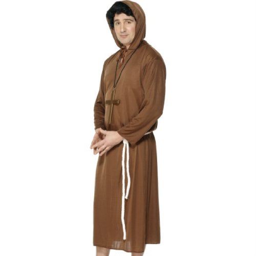 Adult Brown Monk Friar Tuck Cassock Fancy Dress Costume - Picture 3 of 6