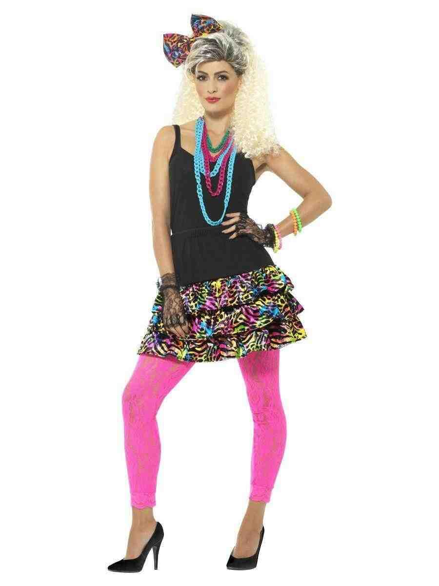 Womens 80s Party Girl Tutu Kit Headpiece & Necklace Rave Fancy Dress Costume - Picture 4 of 4