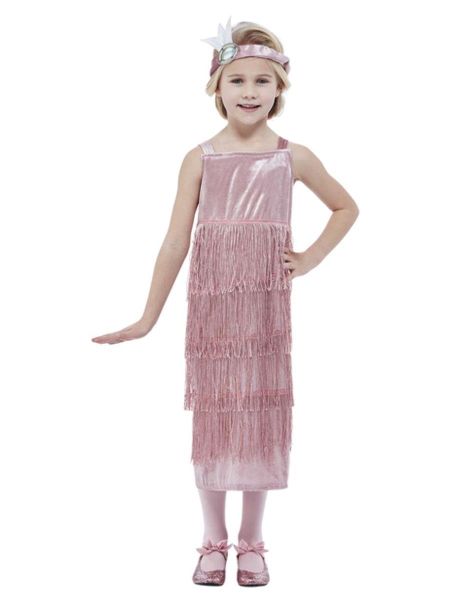 Child 1920's Pink Flapper Charleston Gatsby Fancy Dress Costume 4-12 yrs - Picture 4 of 5