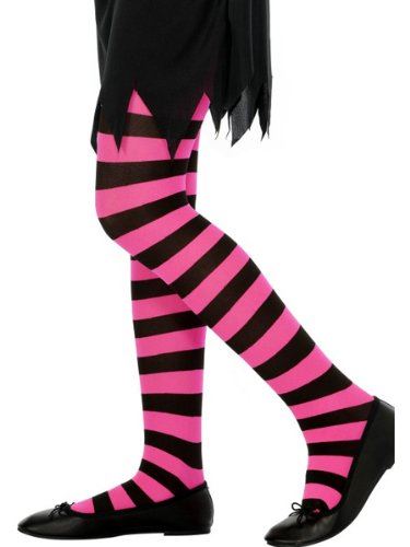 Kindergröße Hexen gestreifte Strumpfhose Halloween Kostüm Zubehör verschiedene Farben - Bild 5 von 7