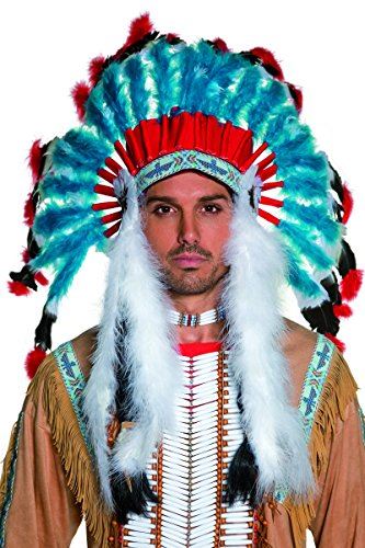 Adults Native American Warrior Headdress, Multicoloured, Fancy Dress Accessory - Picture 3 of 4