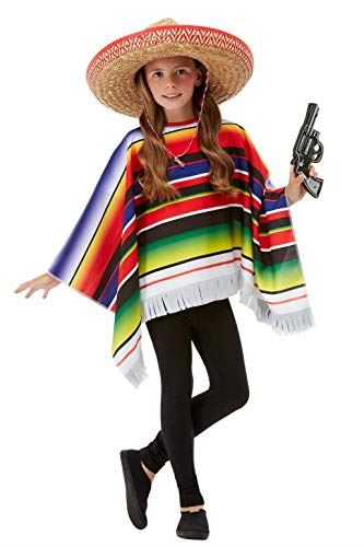 Child Mexican Poncho & Sombrero Sold Separately Fancy Dress - Picture 3 of 4