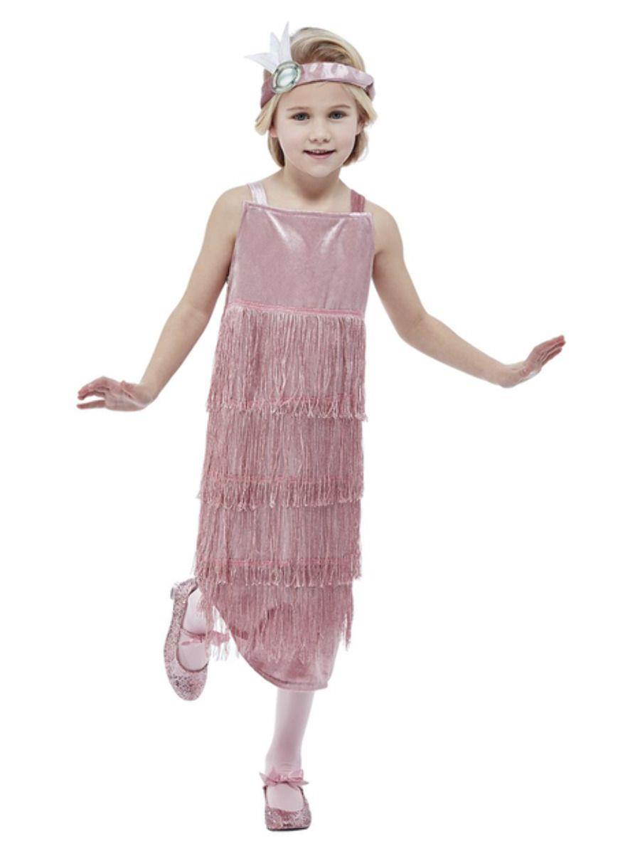 Child 1920's Pink Flapper Charleston Gatsby Fancy Dress Costume 4-12 yrs - Picture 5 of 5