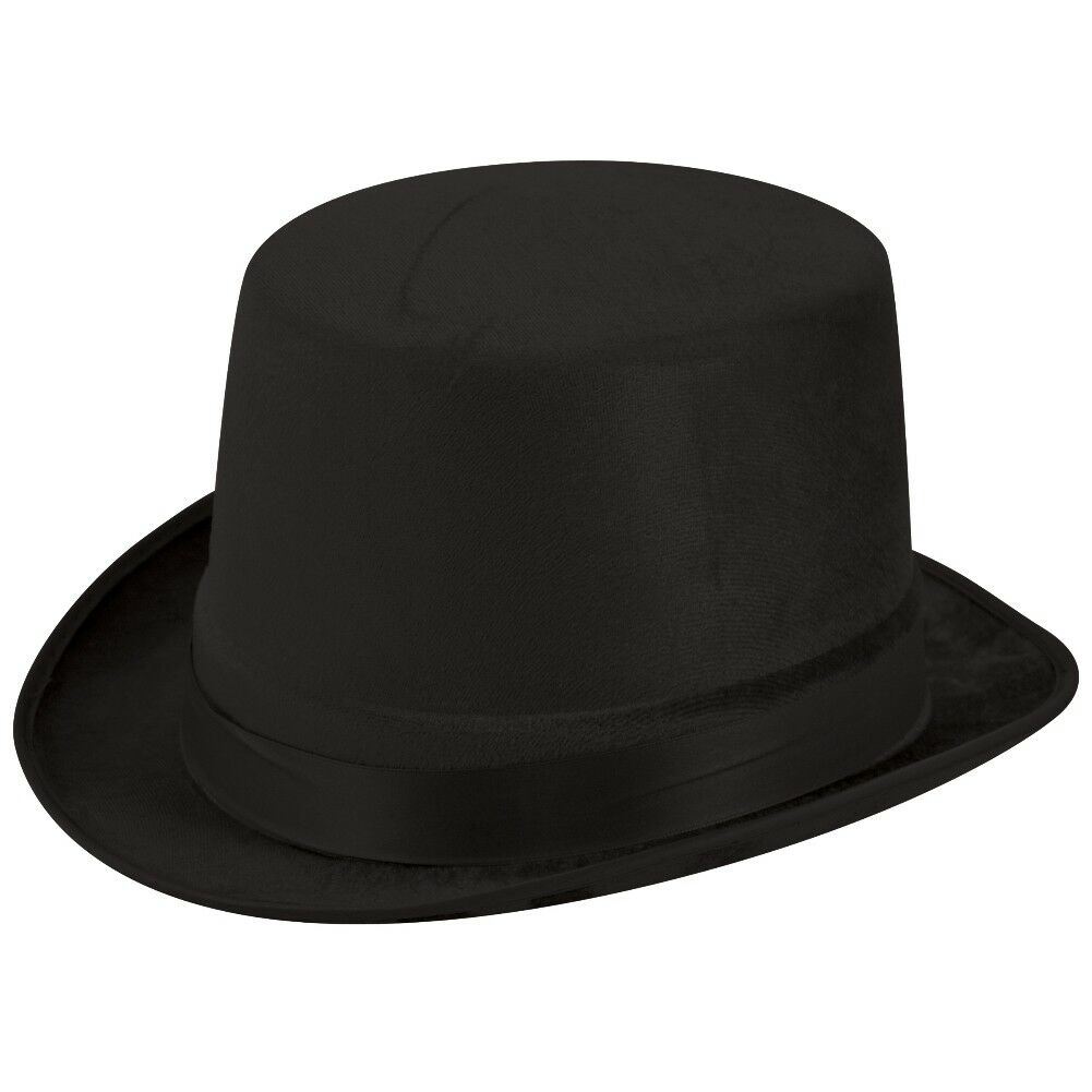 Adult Black Velour Velvet Top Hat Women Men Unisex Fancy Dress