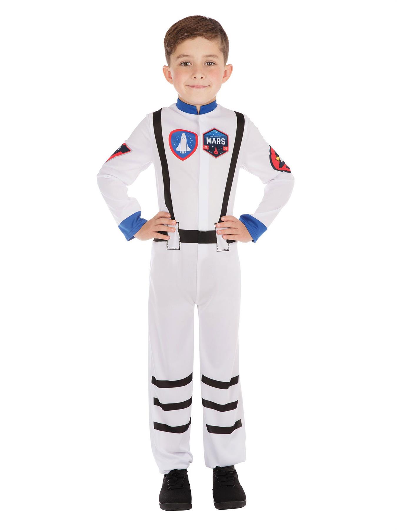 Child Unisex Astronaut Space Ship White Jumpsuit Fancy Dress Costume - Picture 3 of 6