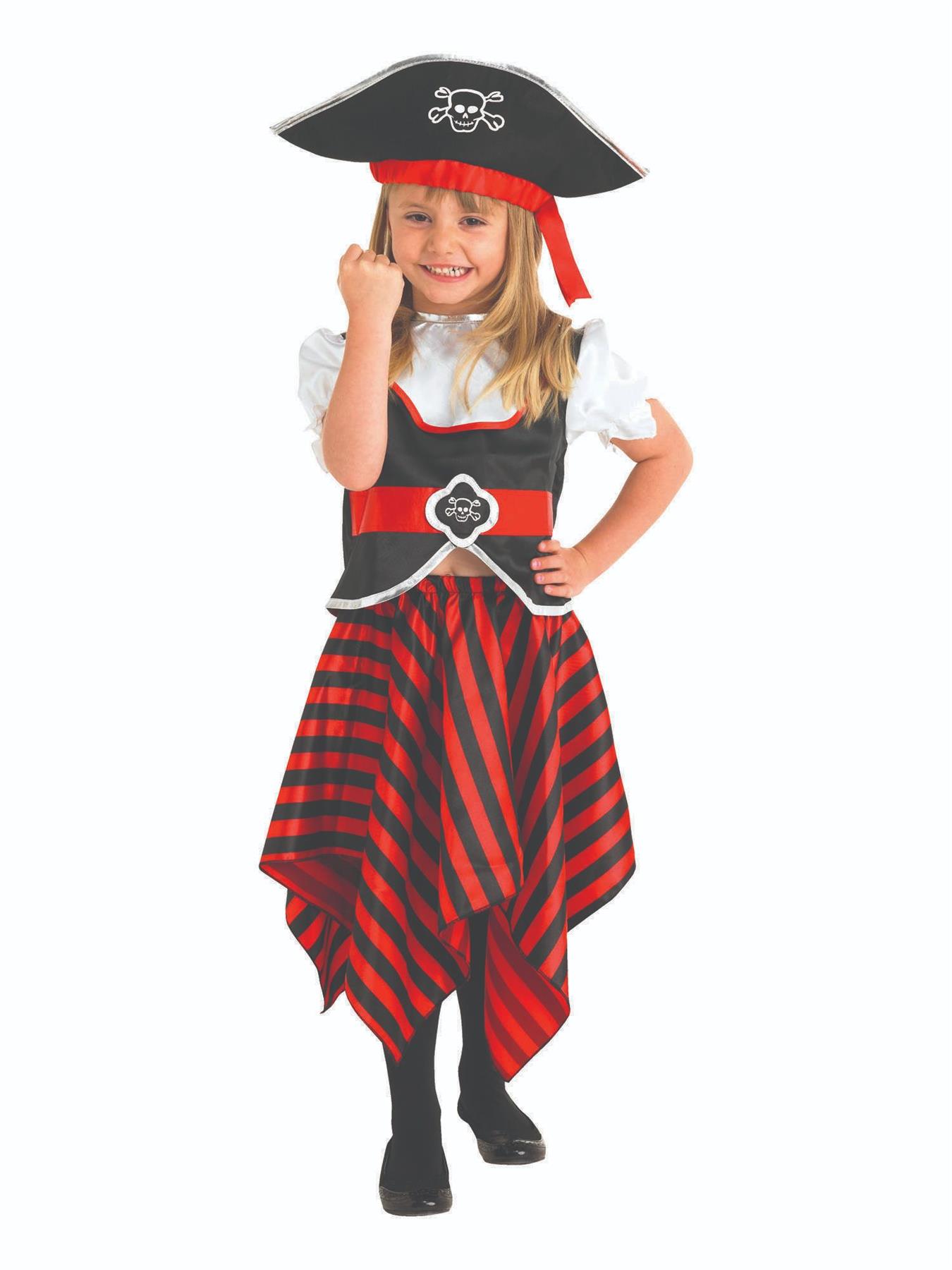 Costume vestito fantasia bambina teschio rosso e nero pirata settimana mondiale del libro - Foto 5 di 6