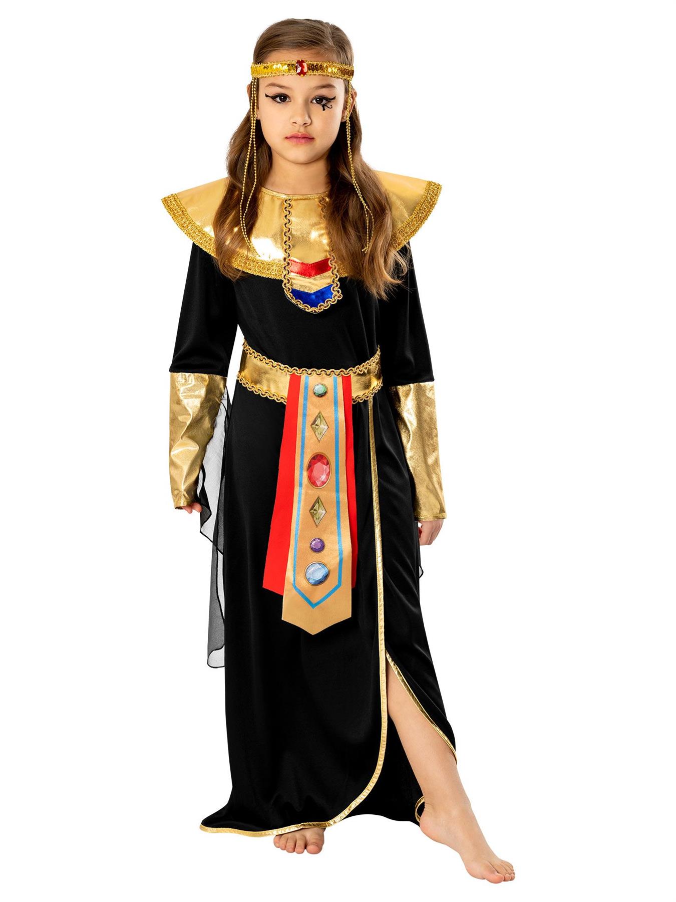 Child Girl Black Egyptian Pharoah Queen Nefertiti Book Week Fancy Dress Costume - Picture 3 of 5