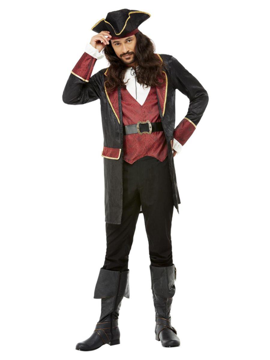 Adult Mens Deluxe Swashbuckler Caribbean Pirate Fancy Dress Costume - Picture 3 of 6