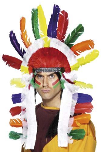 Adults Native American Warrior Headdress, Multicoloured, Fancy Dress Accessory - Picture 4 of 4