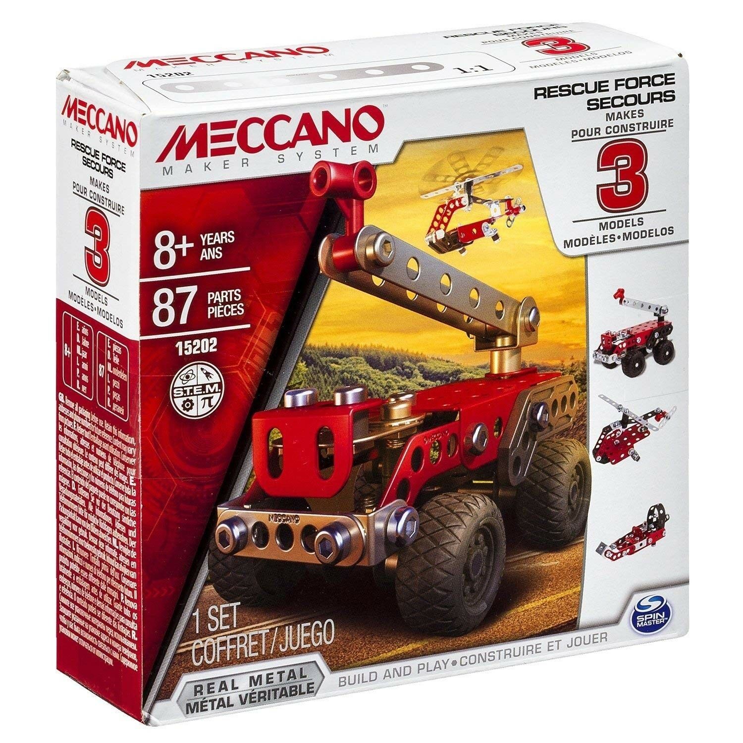 Meccano Rescue Squad 3 Model Set Building Construction 87 Pieces