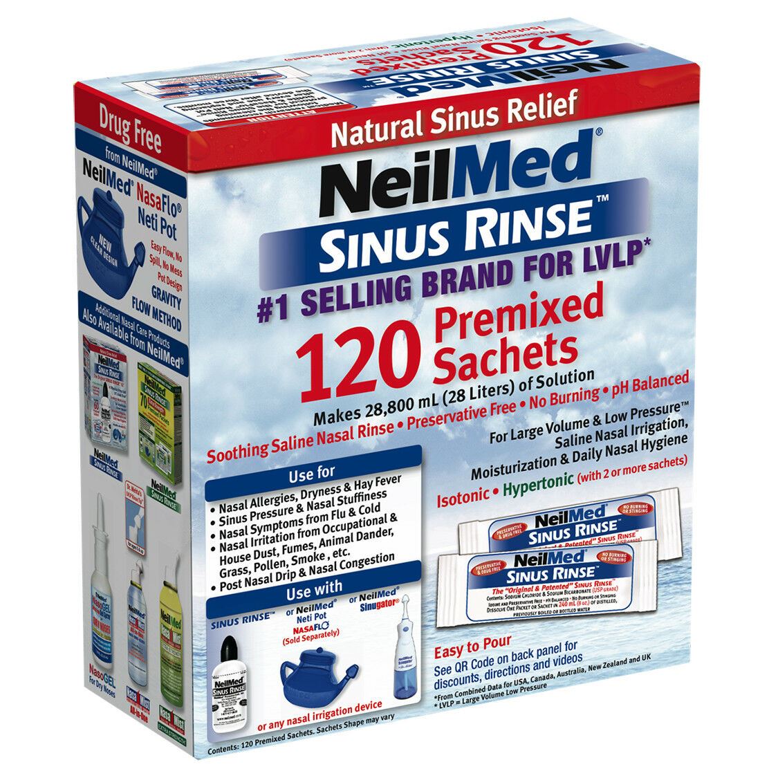 NeilMed Sinus Rinse Premixed Sachets Regular Nasal Relief Irrigation