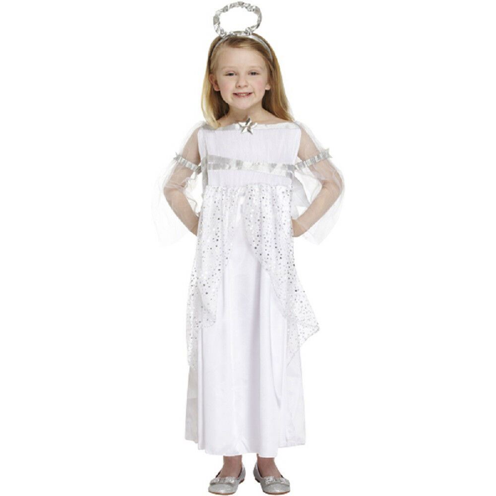 Filles noël angel costume déguisement avec robe ailes /& halo âge 4-12 ans
