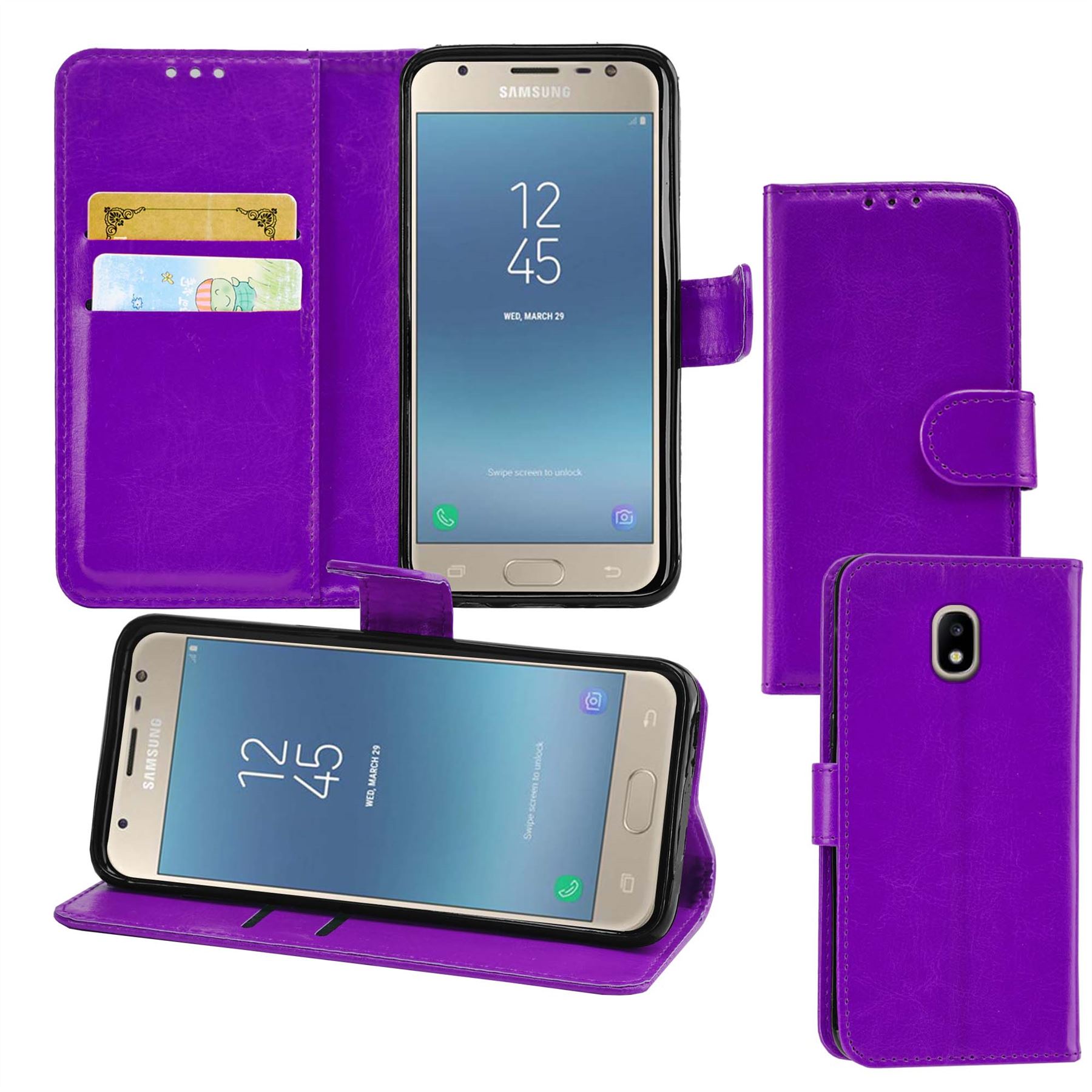 Samsung Galaxy J3 2017 (J330F) Premium Leather Wallet Flip Cover Pouch Book - Picture 49 of 62