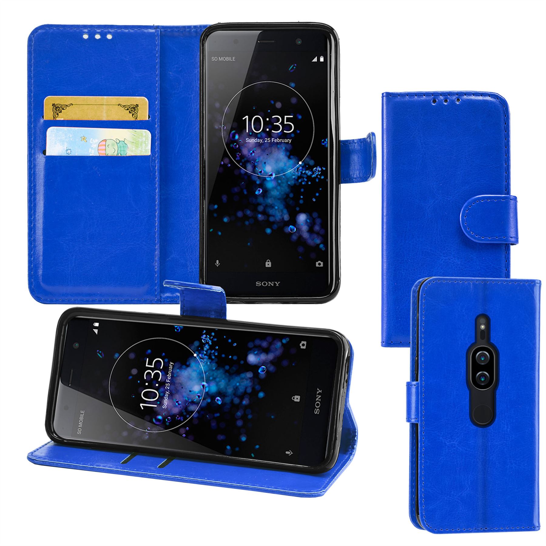 Sony Xperia XZ2 Premium Premium Leather Wallet Flip Cover Pouch Book - Picture 11 of 31