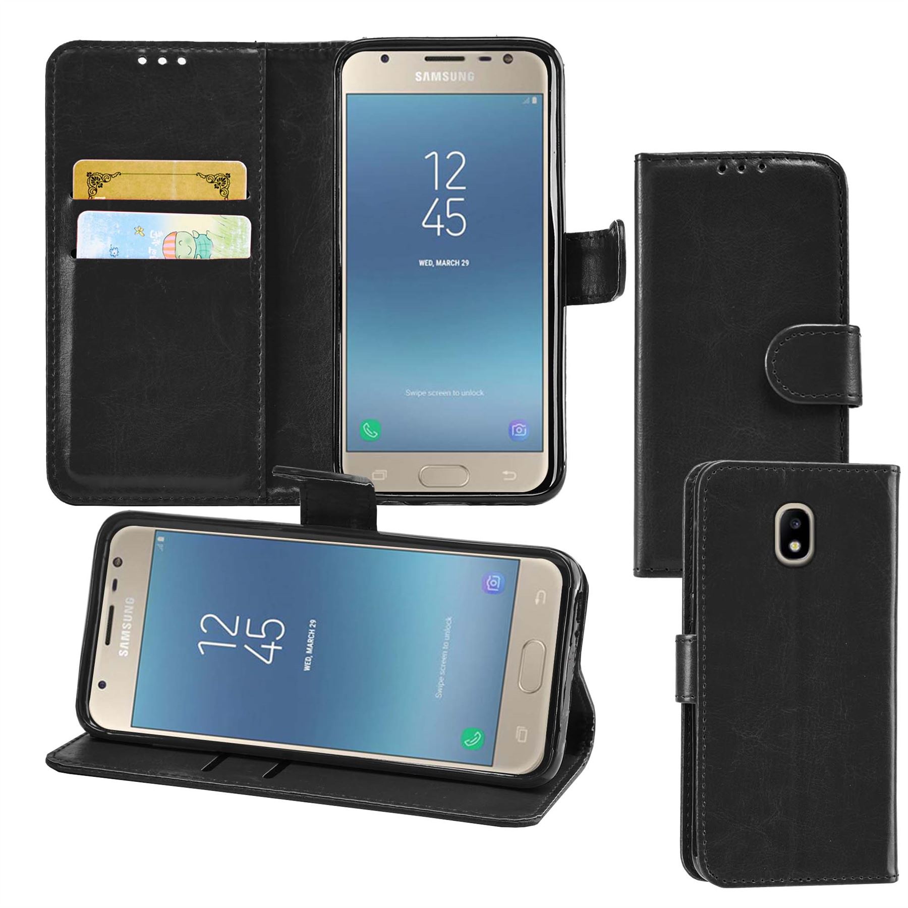 Samsung Galaxy J3 2017 (J330F) Premium Leather Wallet Flip Cover Pouch Book - Picture 17 of 62