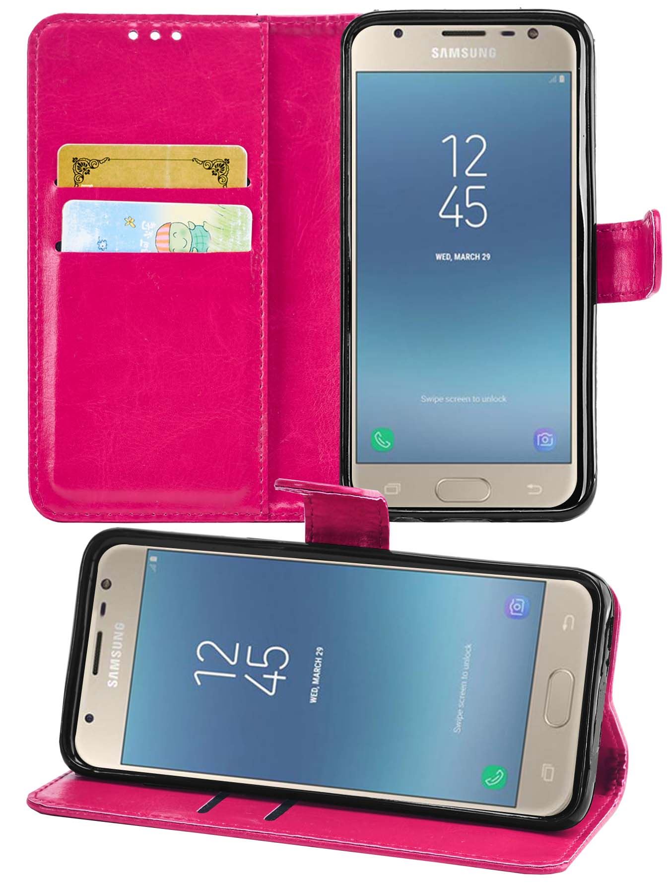 Samsung Galaxy J3 2017 (J330F) Premium Leather Wallet Flip Cover Pouch Book - Picture 34 of 62