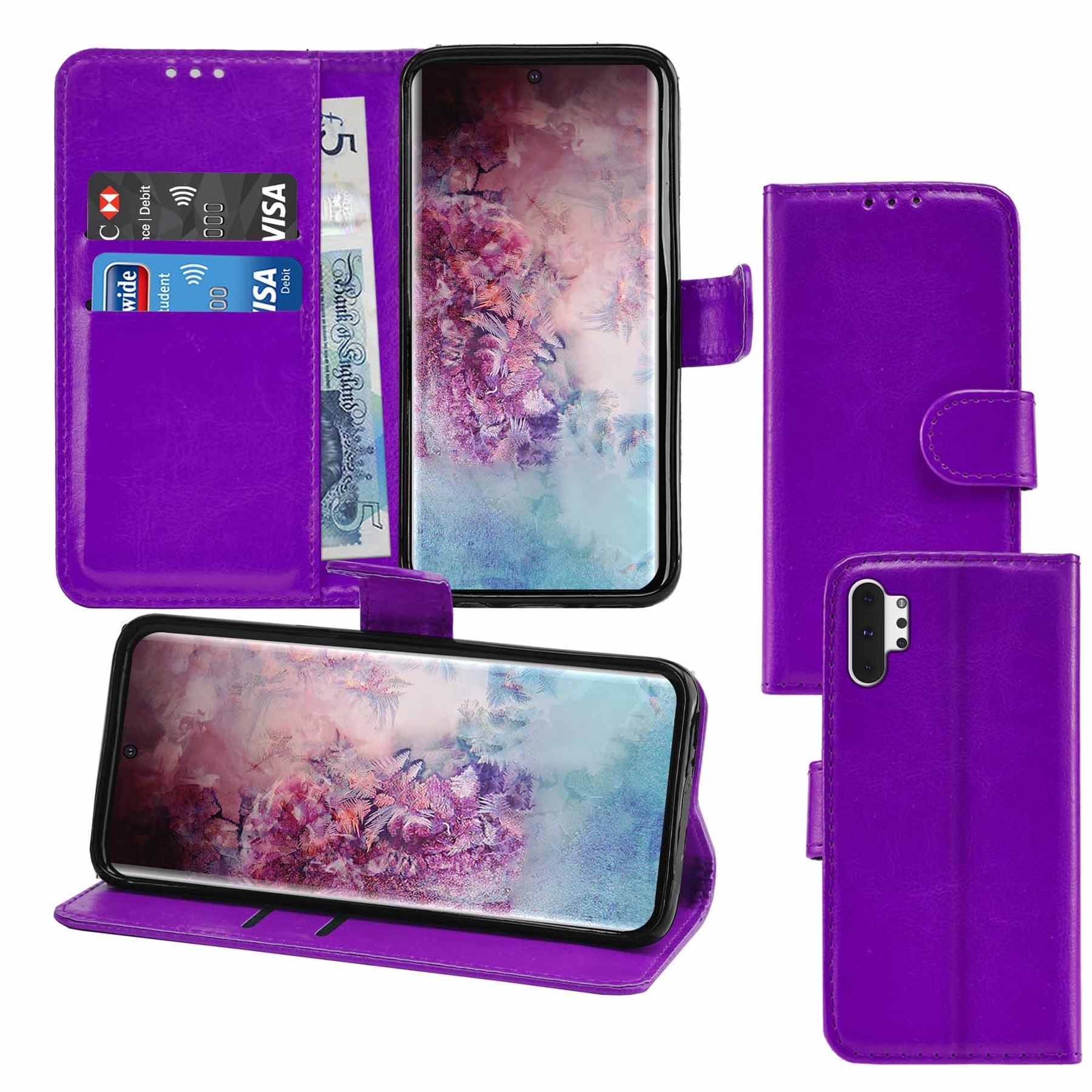 Samsung Galaxy Note 10 Pro Premium Leather Wallet Flip Cover Pouch Book - Picture 41 of 55