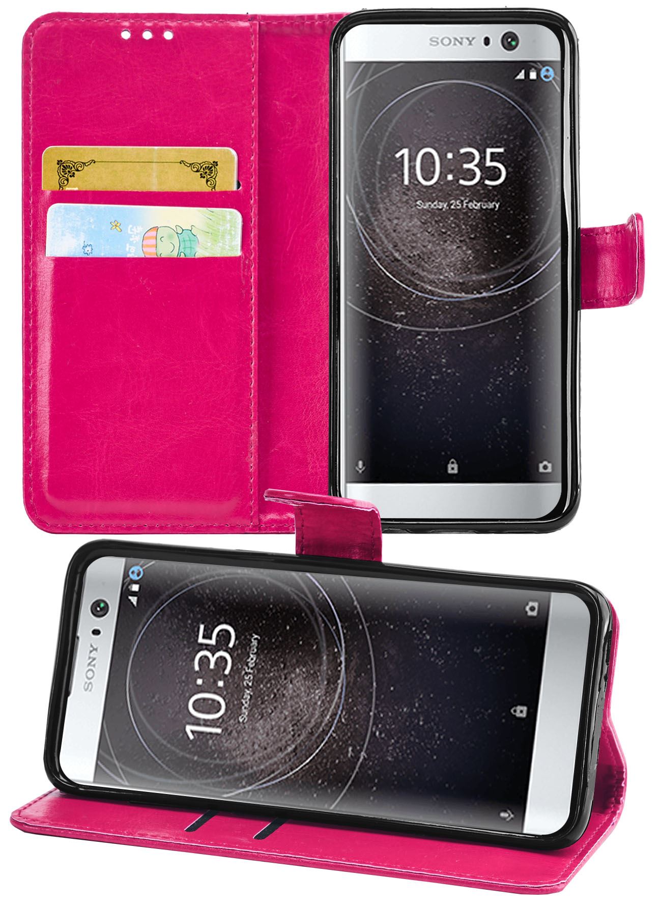 Sony Xperia XA2 Premium Leather Wallet Flip Cover Pouch Book - Picture 13 of 24