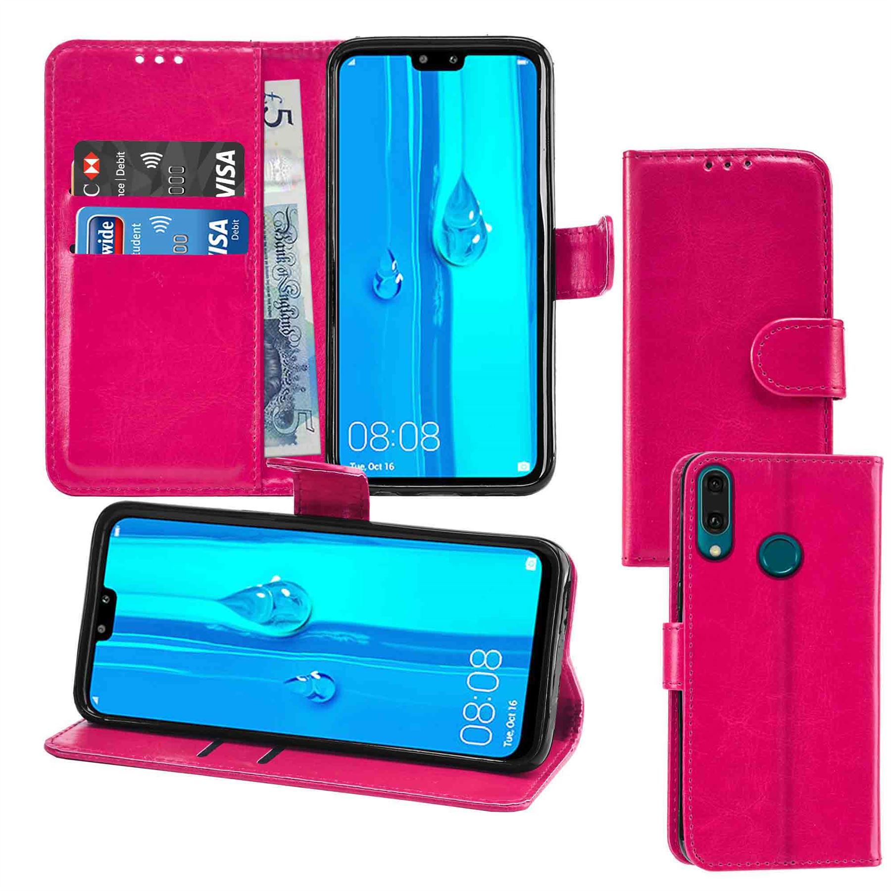 Huawei Y9 2019 Premium Leather Wallet Flip Cover Pouch Book - Picture 15 of 15