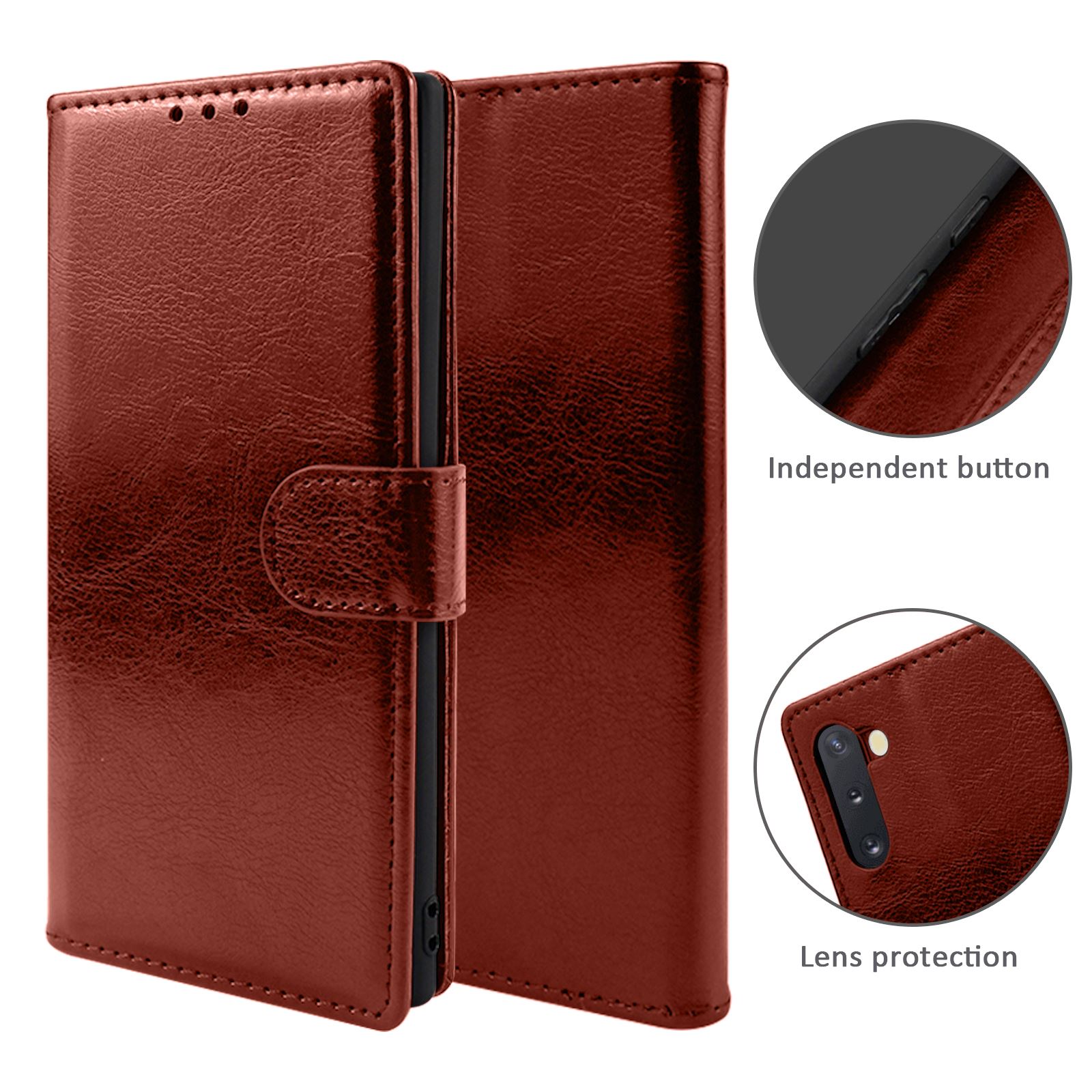 Samsung Galaxy Note 10 Premium Leather Wallet Flip Cover Pouch Book - Picture 27 of 56