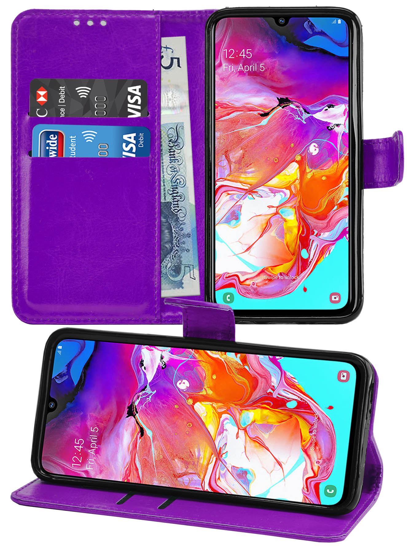 Samsung Galaxy A70 Premium Leather Wallet Flip Cover Pouch Book - Picture 31 of 49