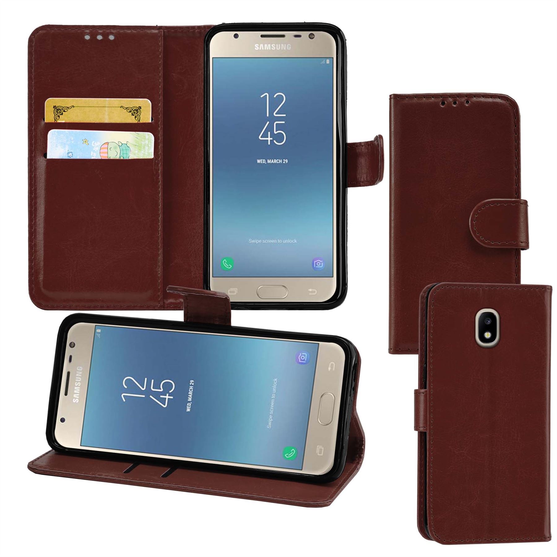 Samsung Galaxy J3 2017 (J330F) Premium Leather Wallet Flip Cover Pouch Book - Picture 33 of 62