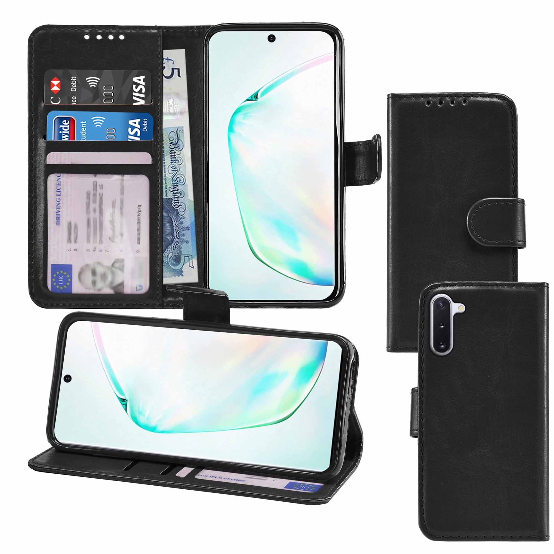 Samsung Galaxy Note 10 Premium Leather Wallet Flip Cover Pouch Book - Picture 14 of 56