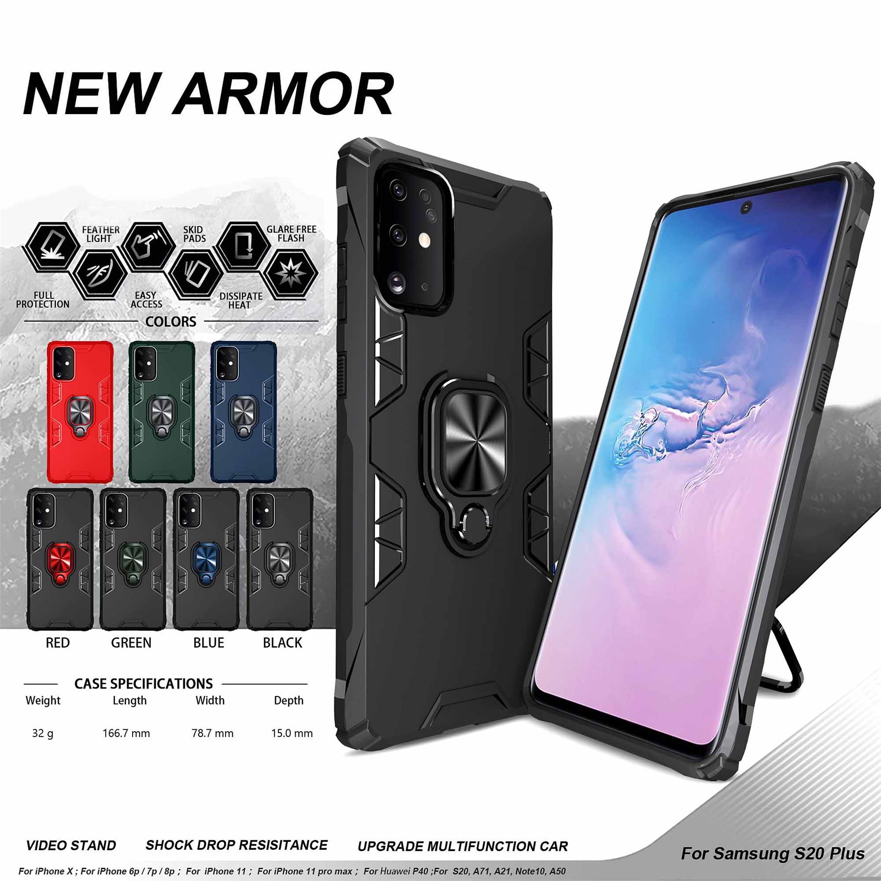 Hybrid Armor Case Shockproof Cover Ring Stand Holder For Samsung Galaxy S20 - Picture 81 of 90