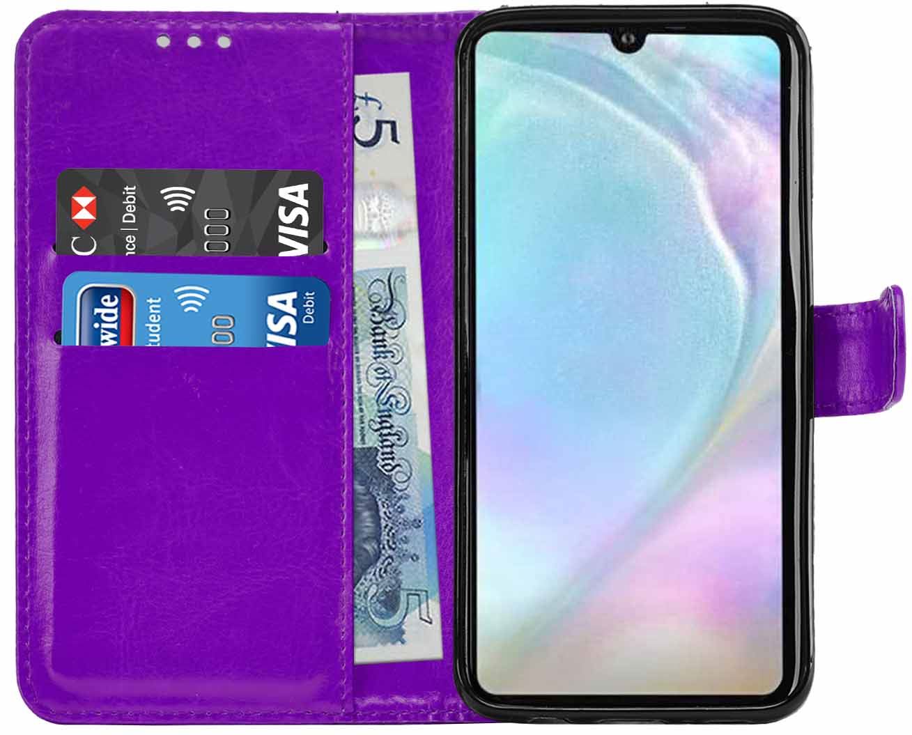 Huawei P30 Premium Leather Wallet Flip Cover Pouch Book - Picture 23 of 39